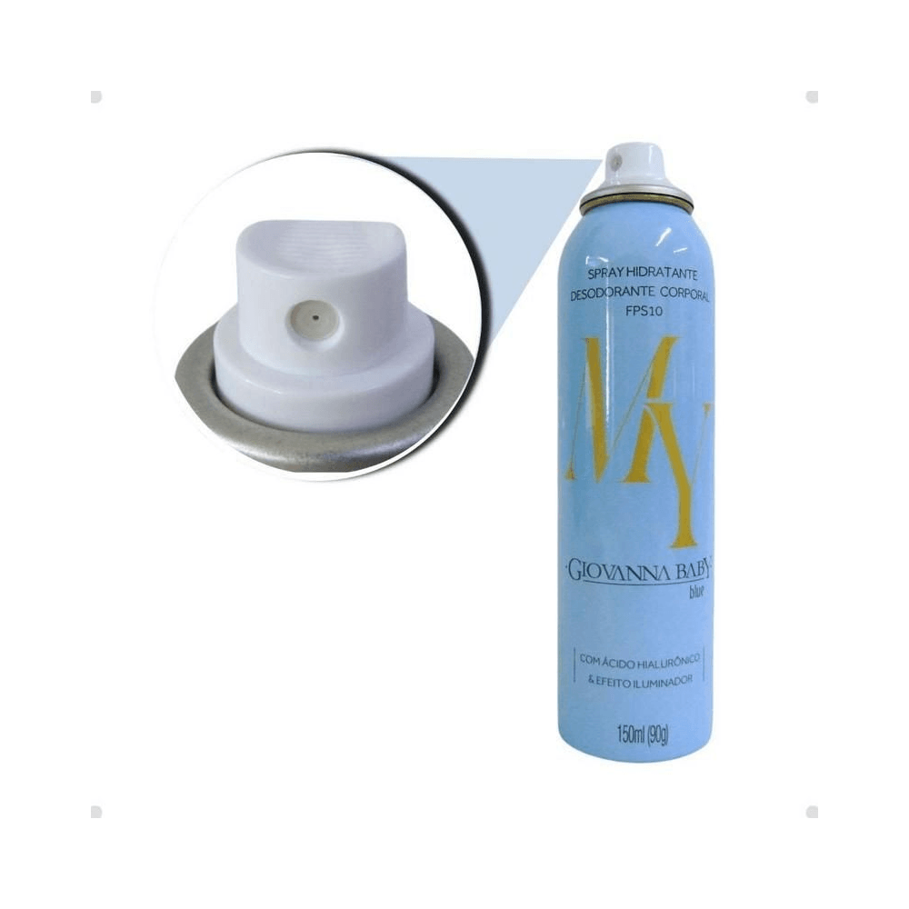 Detalhe do bocal de pulverização do spray Giovanna Baby My Blue 150ml