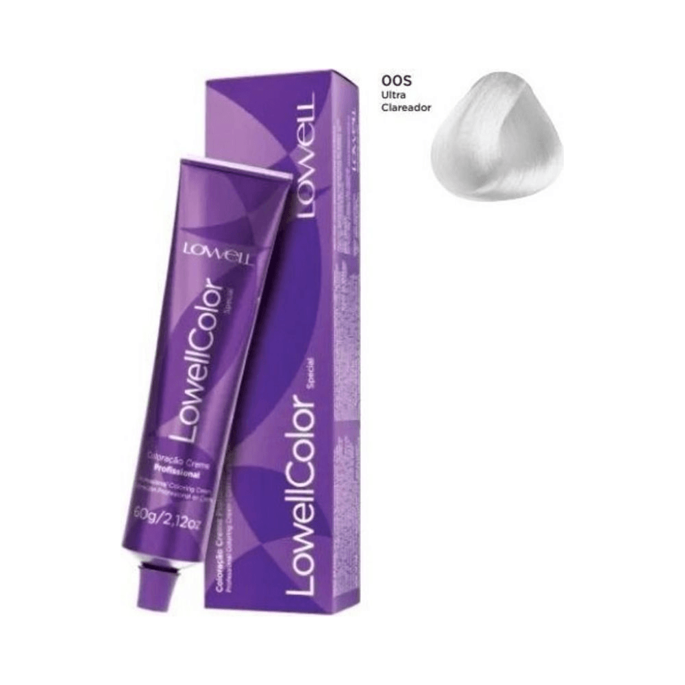 LowellColor 60g mostrando amostra do tom 00S Ultra Clareador