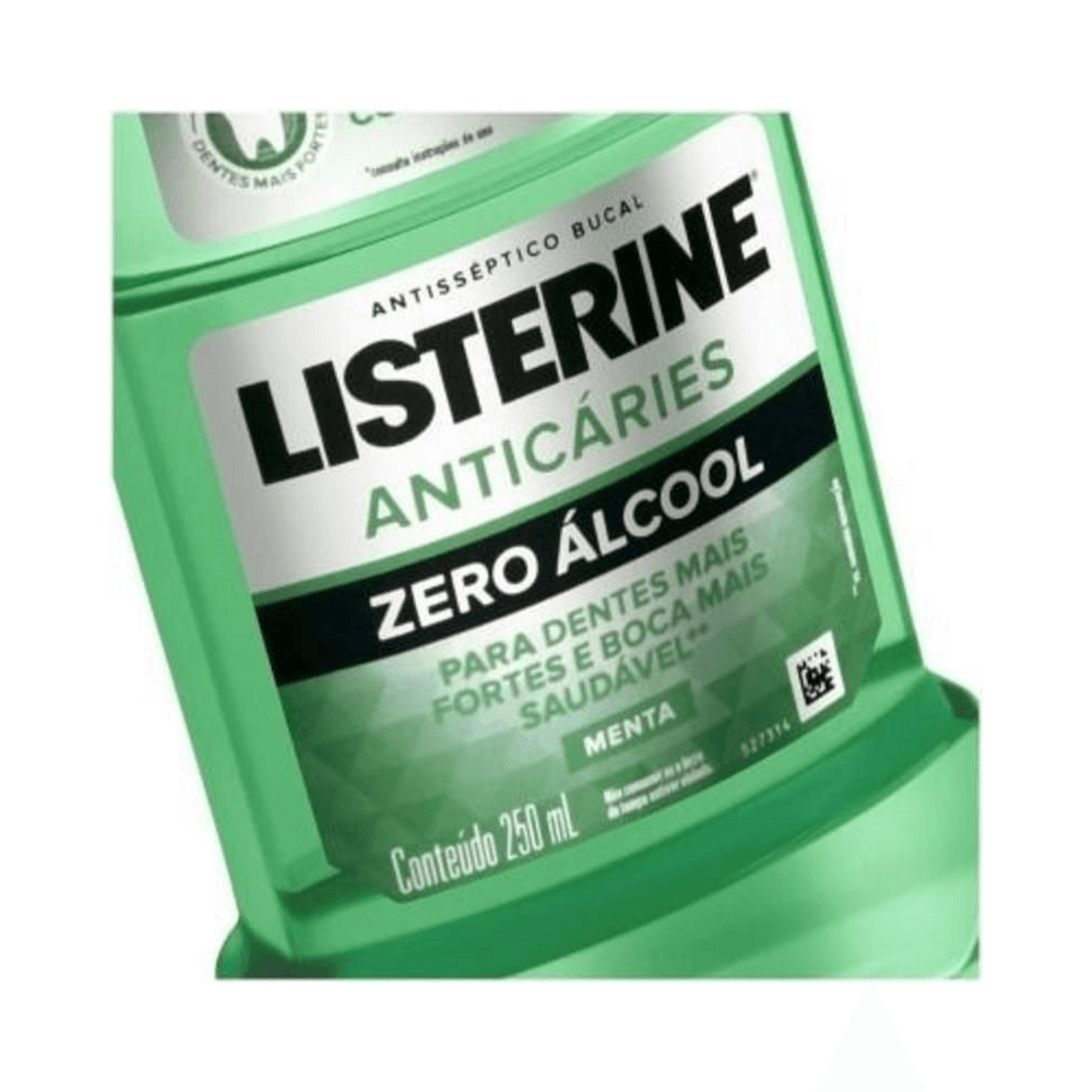 Detalhe do rótulo do Listerine Anticáries Zero Álcool 250ml