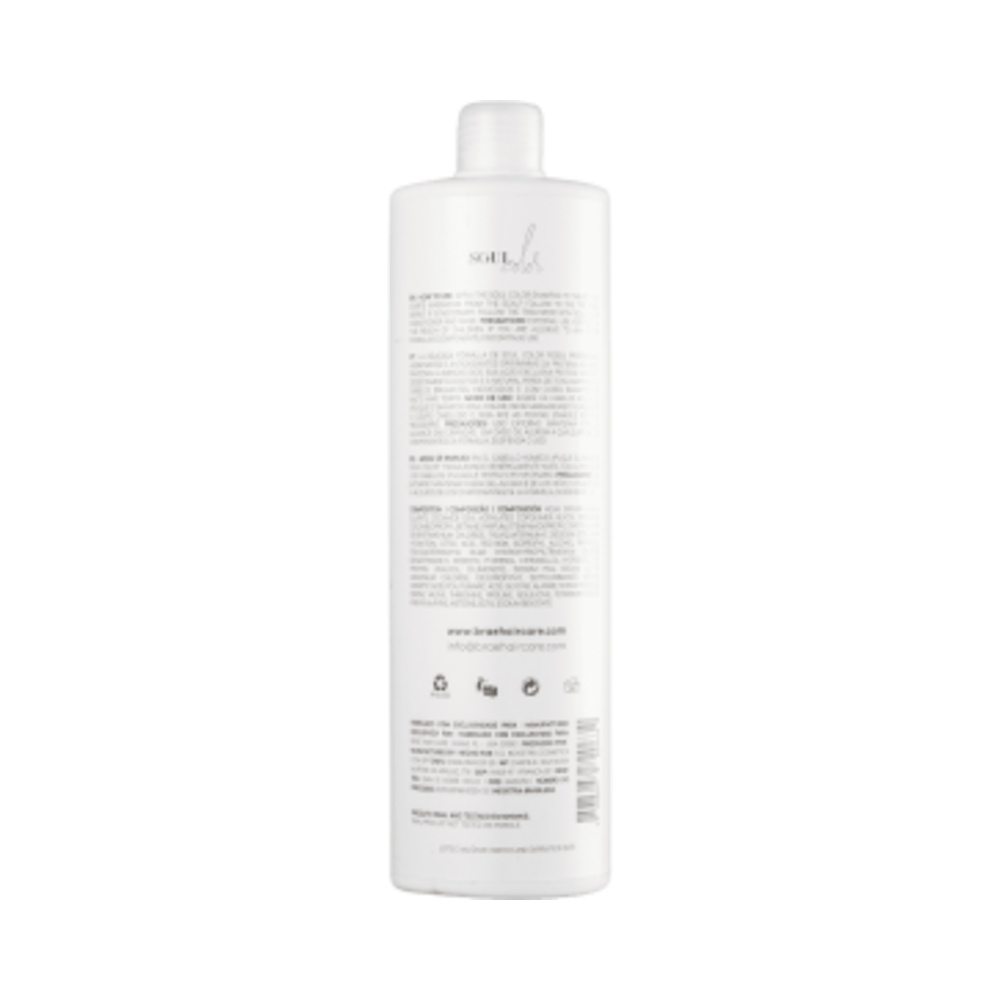 Verso do frasco do Shampoo Braé Soul Color 1000ml mostrando instruções e ingredientes