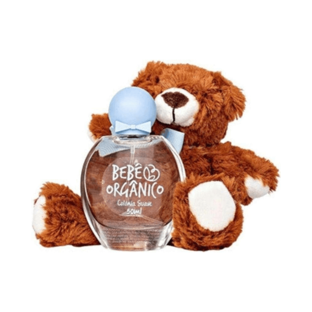 Kit Colônia 50ml com pelúcia azul Beauty Slime Bebê Orgânico - frasco transparente e ursinho de pelúcia